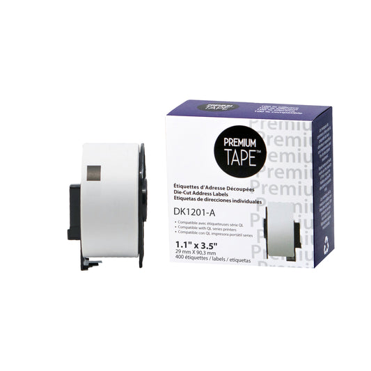 Nutone Premium Tape Address Labels - Compatible with Brother DK1201 - 1-1/7" x 3-1/2" - 400 Labels