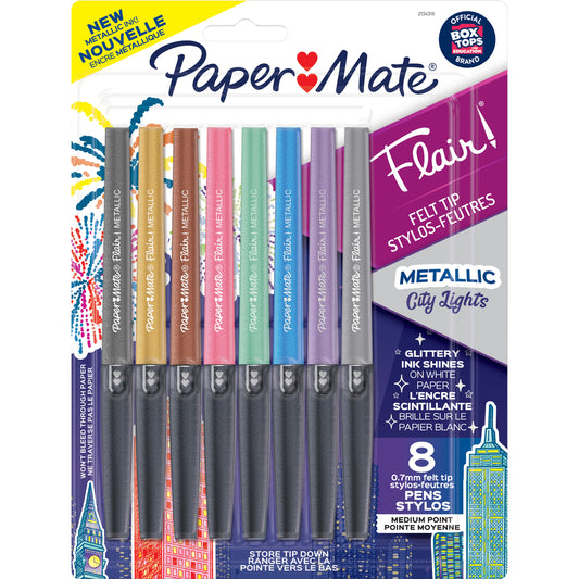 Paper Mate Flair Metallic Felt Tip Pens - City Lights - 8 Pack