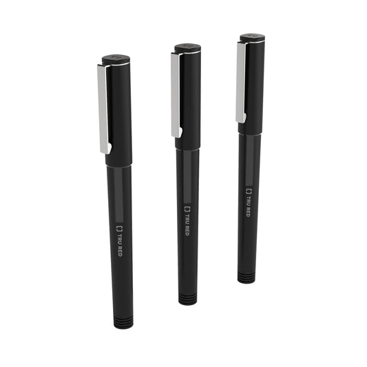 TRU RED Rollerball Pens - Fine Point - Black - 3 Pack