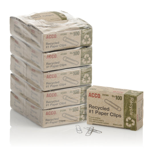 Trombones recyclés lisses ACCO - n° 1 - 1 1/4" - Argent - Paquet de 1 000