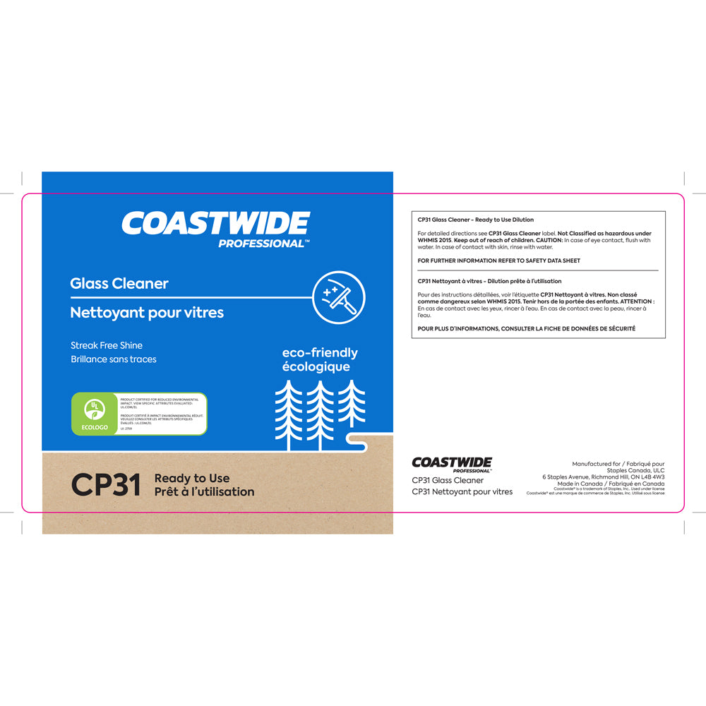 Nettoyant pour vitres concentré Coastwide Professional CP31 (étiquette secondaire)