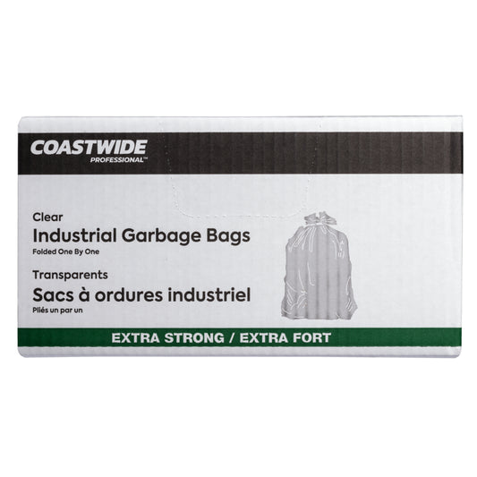 Coastwide Professional Garbage Bags - Extra Strong - 35" W x 50" L - Clear - 100 Pack