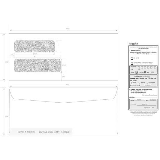 Supremex Envelopes - #10 - Double Window - 500 Pack