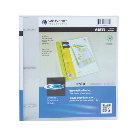 Filemode Presentation Binder - Clear - 1.5" Ring - 3 Pack