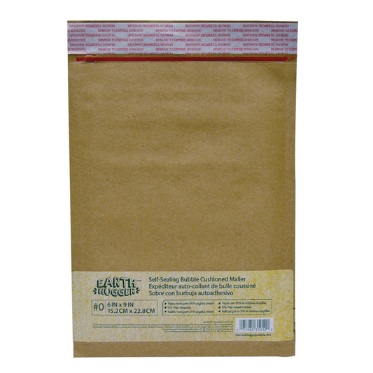 Conros Earth Hugger Self-Sealing Kraft Bubble Mailers - #0 - 6" W x 9" L - 25 Pack (31012-EH)