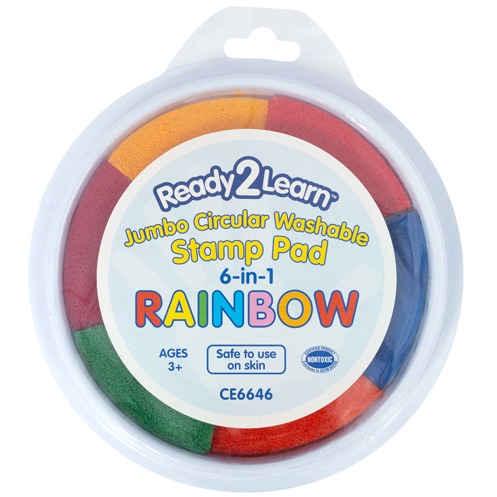 Tampon encreur lavable arc-en-ciel 6 en 1 Jumbo circulaire Ready 2 Learn - 5,8" de diamètre