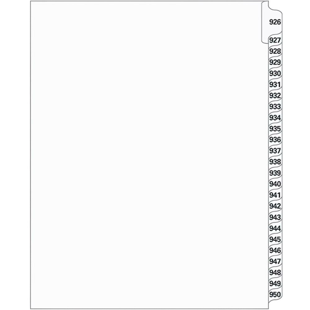Supreme Litigation Tabs 25th Cut Numeric Set 11" White #926-950