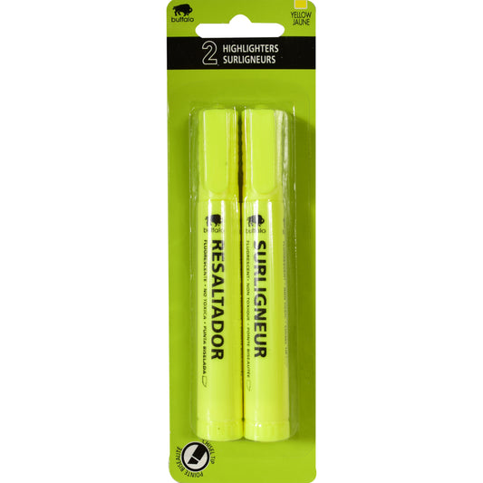 Buffalo Highlighters - Chisel Tip - Yellow - 2 Pack