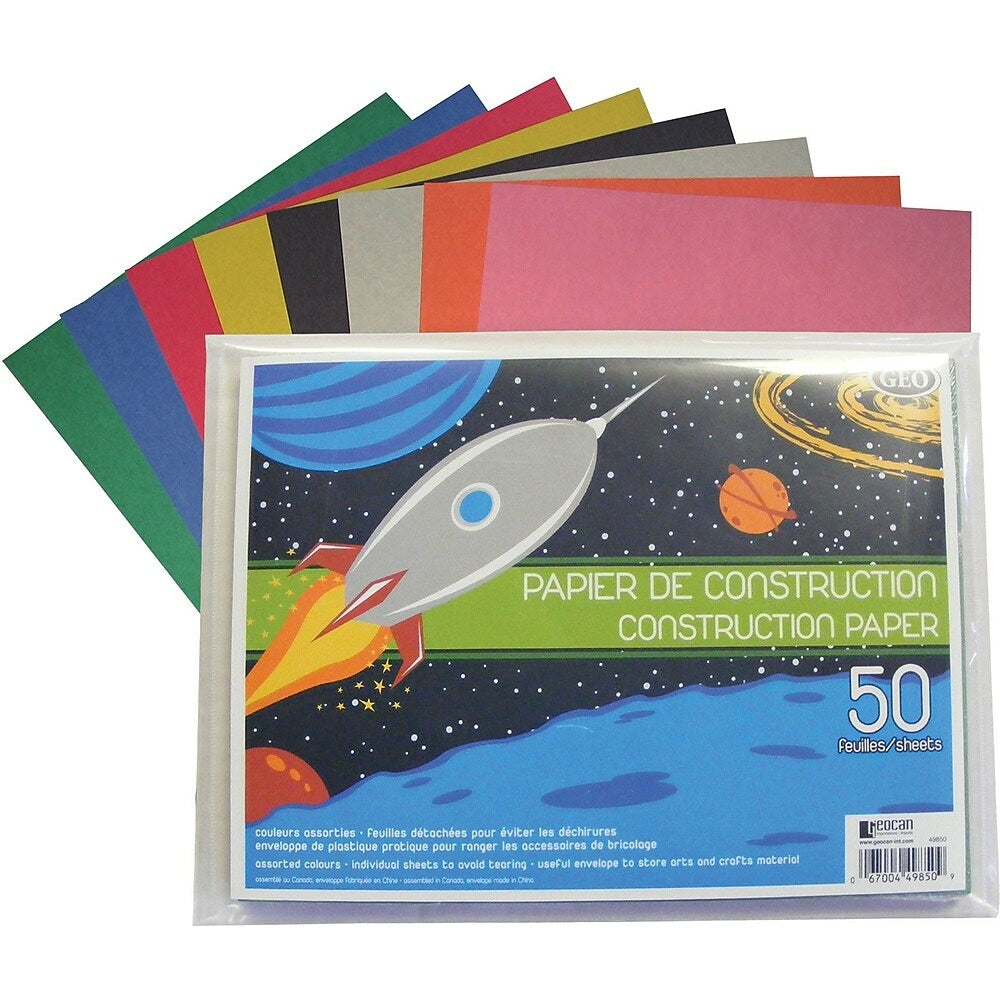Papier de construction Geo - Couleurs assorties - 50 feuilles