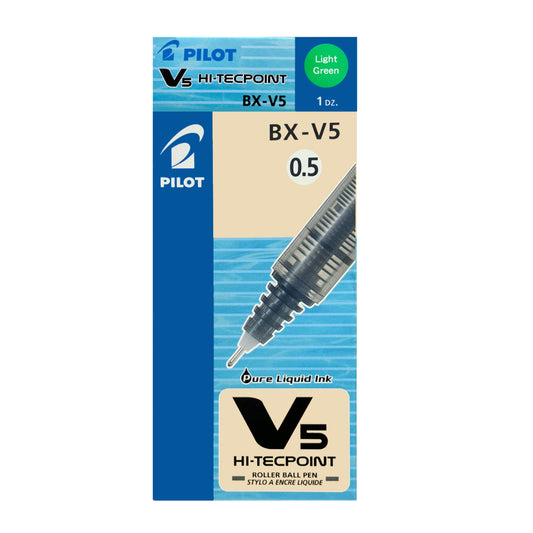 Pilot Hi-Tecpoint V5 Rollerball Pen - Extra Fine Point - 0.5 mm - Light Green - 12 Pack