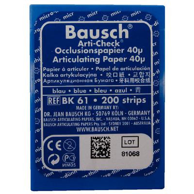 Bausch Micro-Thin .0016" (40 microns) Papier articulé BLEU, 200