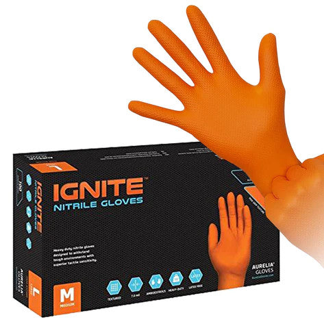 Ignite Nitrile Orange Powder Free Gloves