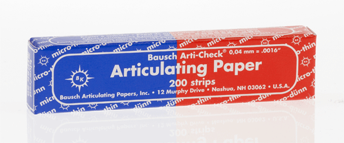 Bausch Micro-Thin .0016" (40 microns) Bandes de papier articulées ROUGE/BLEU, 200/boîte