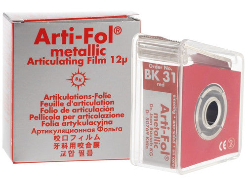Bausch Arti-Fol Metallic - Film Shimstock unilatéral rouge, 12 microns, rouleau de 22 mm x 20 m