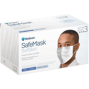 Medicom SafeMask SofSkin® Earloop Mask Level 3 WHITE - CASE (500 pieces) - D2D HealthCo.