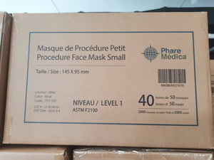 Procedure mask Small (pediatric) ASTM Level 1 - 50/box - D2D HealthCo.