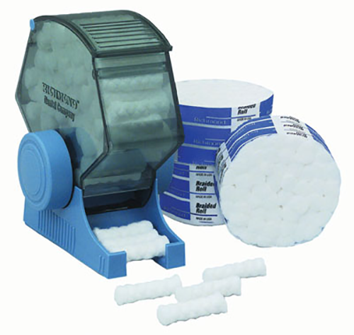Distributeur de rouleaux de coton bleu avec 200 rouleaux/paquet