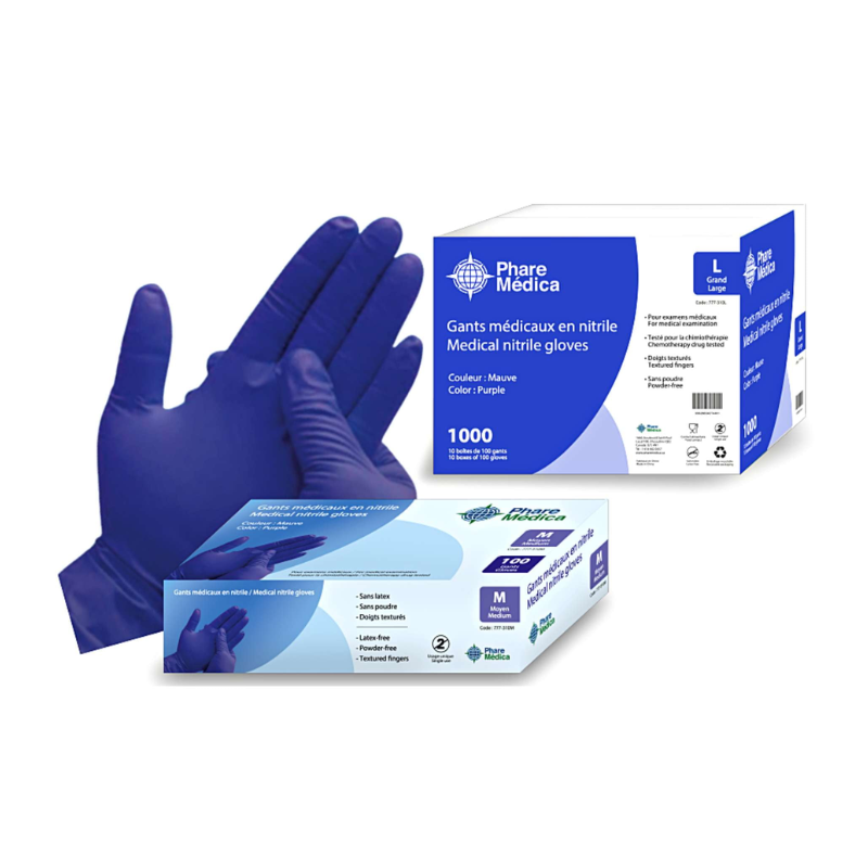 Phare Medica Purple Nitrile Gloves - CASE (1000 Gloves)