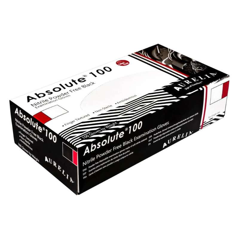 Aurelia Absolute® 100 Black Nitrile Gloves - CASE - D2D HealthCo.