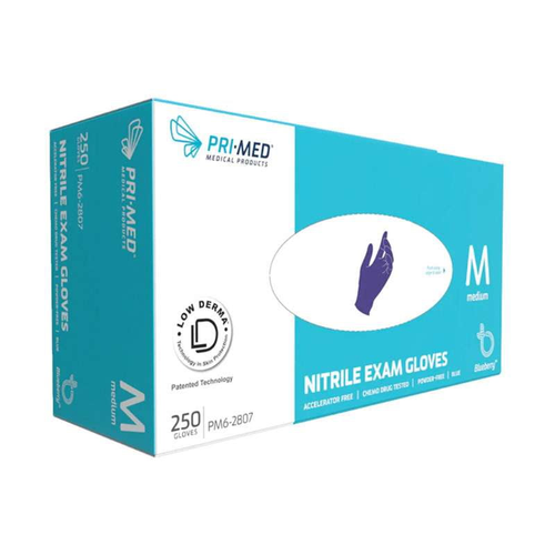 PRIMED Accelerator Free Blueberry Nitrile Gloves - CASE - D2D HealthCo.