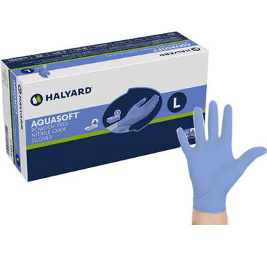 Aquasoft, guantes de examen de nitrilo sin polvo, grandes, texturizados, azul aguamarina, paquete de 300