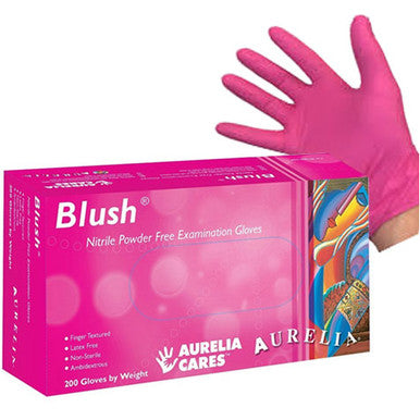 Guantes de nitrilo Aurelia Blush, rosas: GRANDES 200/caja. Sin polvo, texturizado