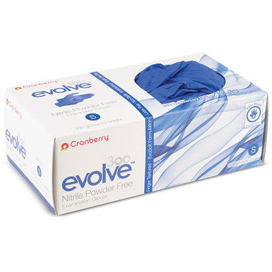 Guantes de examen de nitrilo Evolve: GRANDES 300/caja. Sin polvo, con textura en la punta de los dedos, azul oscuro