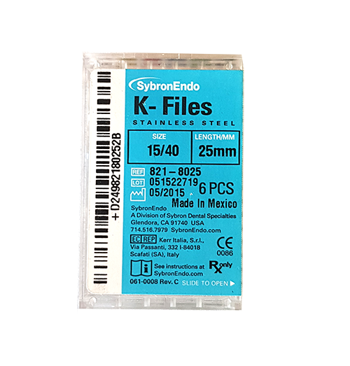 K-Files 25mm 6/Pk Sizes 45-80 (SybronEndo)
