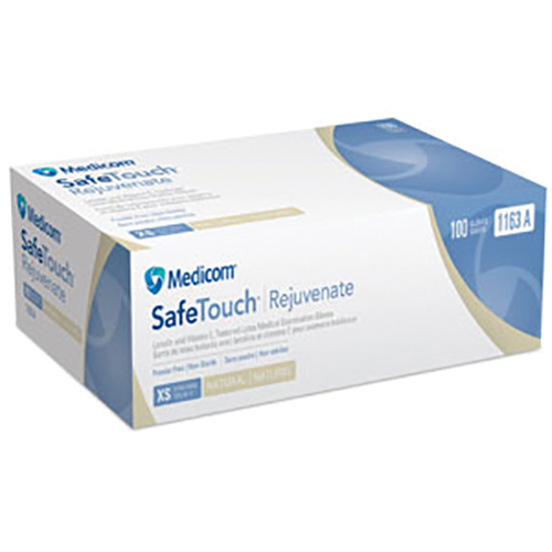 Gants d'examen médical en latex SafeTouch Rejuvenate sans poudre, 100/boîte
