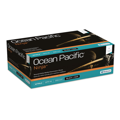 Gants en nitrile noir non poudrés Ocean Pacific Ninja, 200/boîte