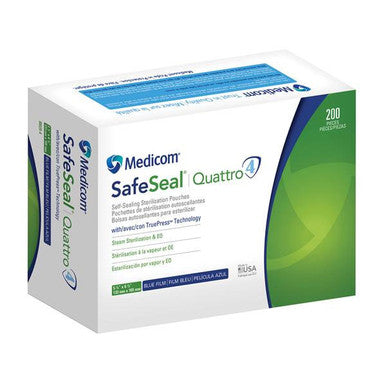 SafeSeal Quattro 5.25' x 6.5' Self-Sealing Sterilization Pouches 200/Pk